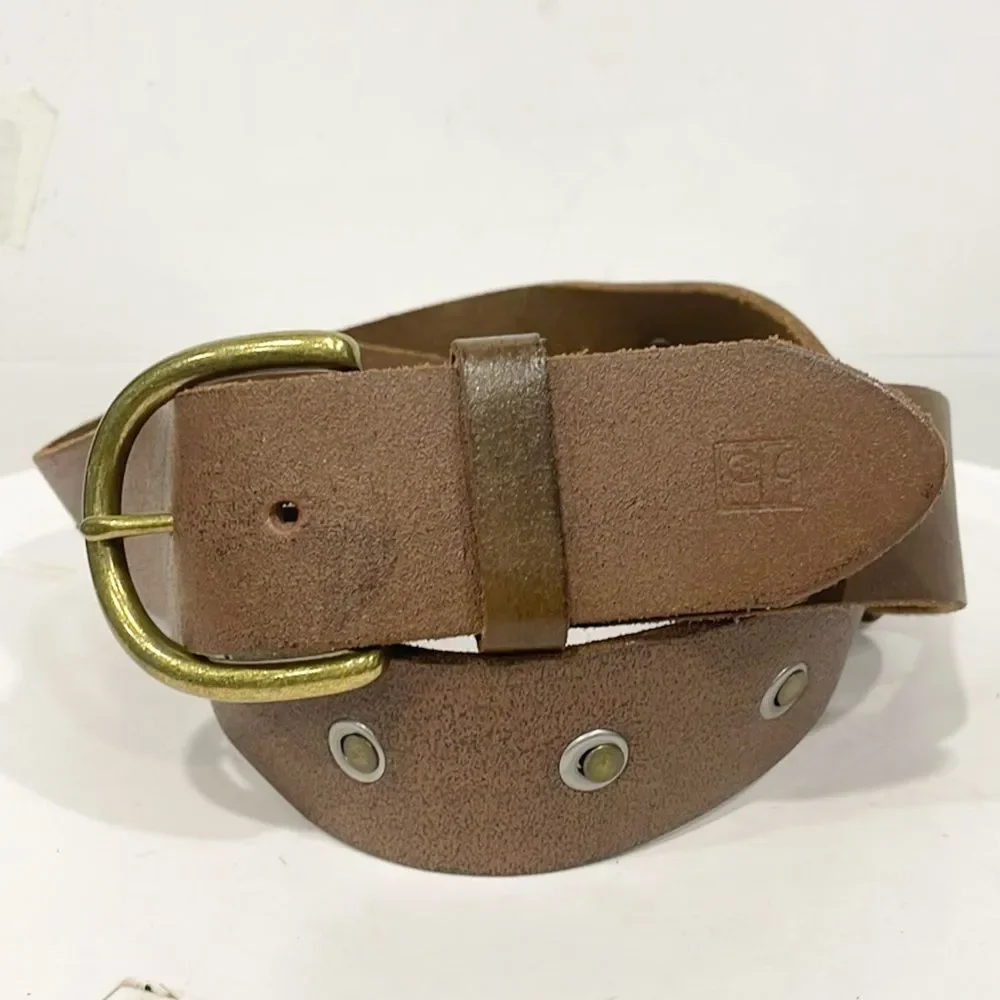 Vintage Joe’s Jeans Mens Genuine Leather Belt Sz Lg Two Buckle Studded Handmade